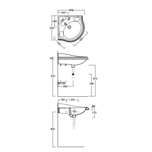 Раковина SIMAS ARCADE угловая подвесная на консоль с одним отверстием со спинкой цвет белый AR884