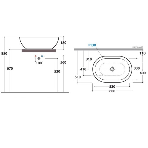 Раковина GLOBO FORTY3 на столешницу без отверстий цвет белый SC012BI