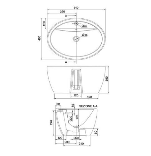 Раковина Scarabeo MATTY накладная с переливом с одним отверстием цвет белый 8056/R
