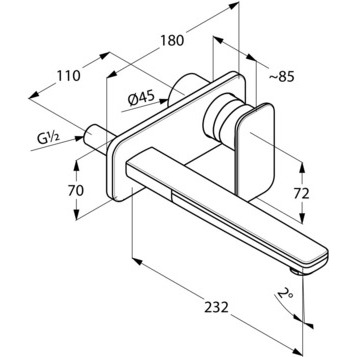 Смеситель KLUDI E2 492450575 для раковины настенный встраиваемый внешняя часть