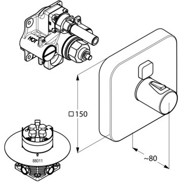 Термостат KLUDI PUSH 388010538 для душа встраиваемый на 1 потребителя внешняя часть
