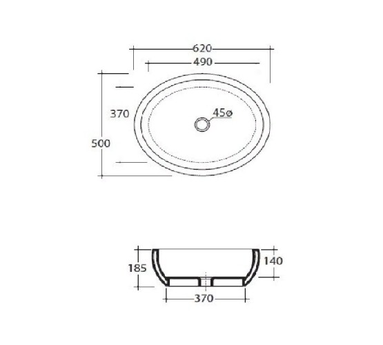 Раковина GALASSIA ERGO 9863 накладная без отверстий без перелива цвет белый глянцевый