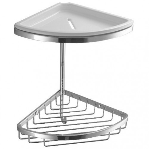 Полочка корзинка COLOMBO DESIGN ANGOLARI B9601 угловая двойная с керамической полкой с крючком