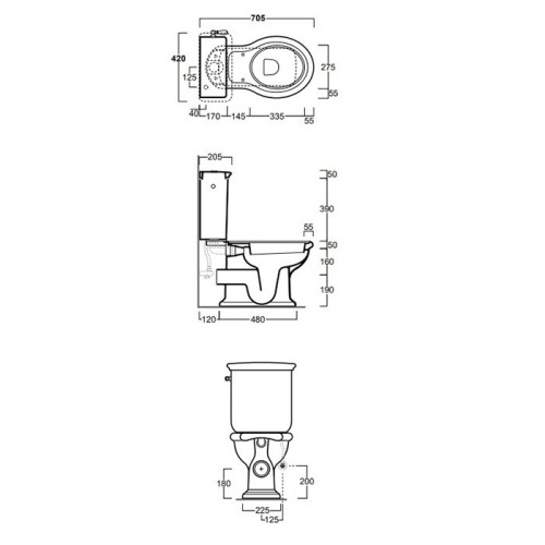 Бачок SIMAS LANTE на чашу унитаза моноблок с боковой ручкой смыва цвет белый LA09B