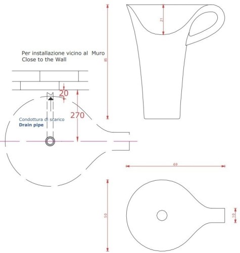 Раковина Artceram One Shot  напольная без отверстий цвет черный/белый OSL004 01 50