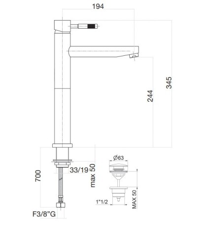 Смеситель для раковины Webert Rimini RI831402010. золото