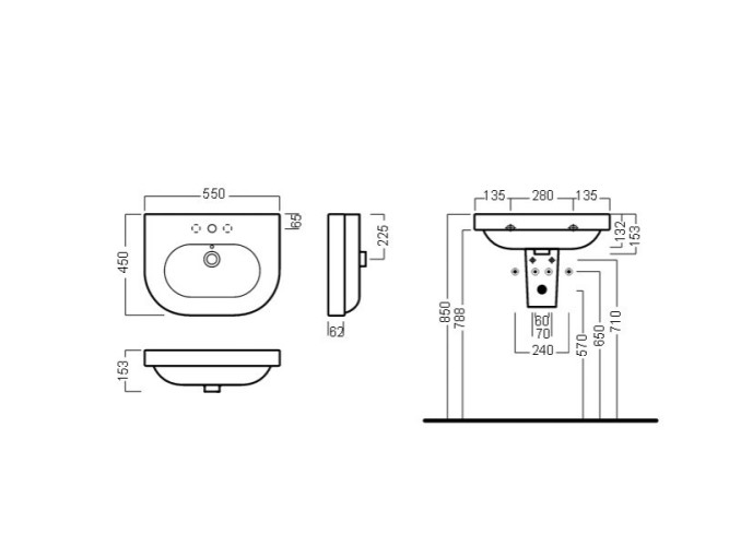 Раковина HATRIA DAYTIME YXBL01 подвесная с одним отверстием с переливом цвет белый