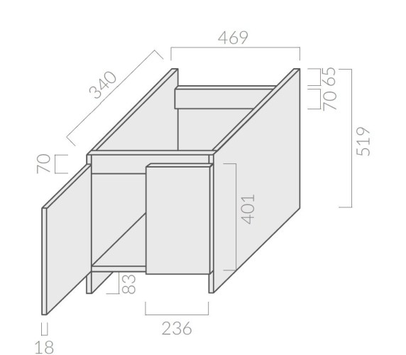 Тумба GALASSIA Iside 9007 напольная под хозяйственную раковину 2001