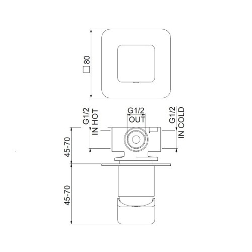 Смеситель для душа встраиваемый Webert ONE-X OX880101560, черный