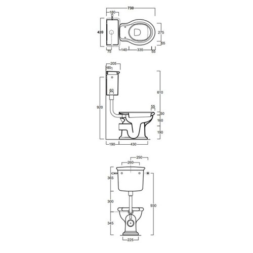 Бачок SIMAS LANTE Настенный на средней трубе с боковой ручкой смыва цвет белый LA28