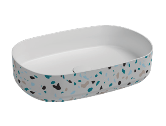 Раковина ISVEA Infinity накладная ШГВ 550*360*120 отверстия для смесителя отсутствуют цвет белый матовый Terrazzo