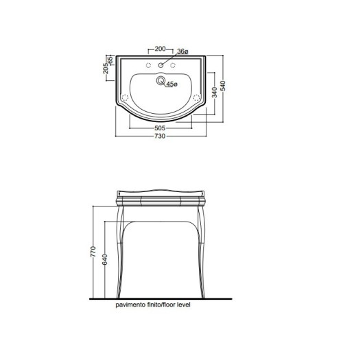Раковина KERASAN подвесная с переливом с тремя отверстиями цвет белый 104701*3