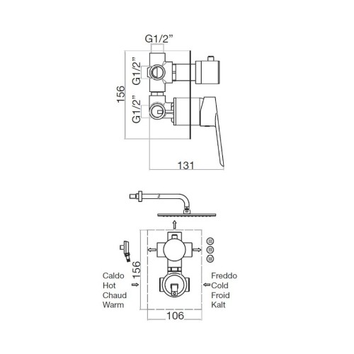 Смеситель для душа встраиваемый Webert Sax Evolution SE880601740, белый