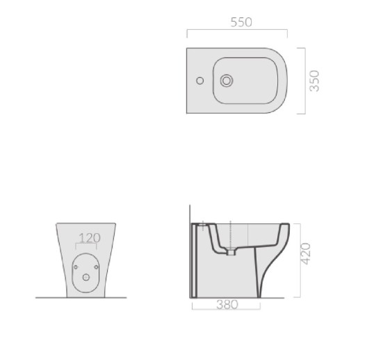 Биде GALASSIA PLUS DESIGN 6114 напольное с одним отверстием с крепежом цвет белый глянцевый