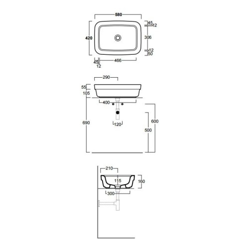 Раковина SIMAS EVOLUTION накладная без отверстий цвет белый EVO10