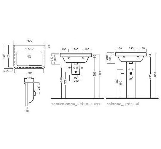 Раковина HATRIA ERIKA PRO Q YXGK01 подвесная или на тумбу с одним отверстием с переливом цвет белый 1