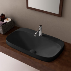 Раковина Scarabeo MOON встраиваемая сверху без перелива с одним отверстием цвет черный матовый с антибактериальным и грязеотталкивающим покрытием BIOKER 5512 49