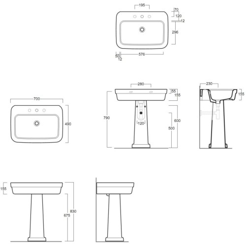Раковина SIMAS EVOLUTION подвесная на пьедестал с одним отверстием цвет белый EVO11